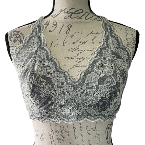 Felina Gray Off White Lace Bralette Size X-Large NWOT - Picture 1 of 2